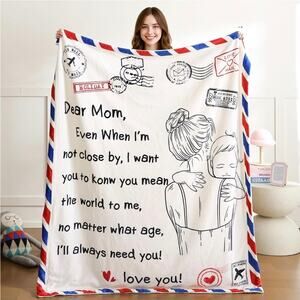 Dear Mom Throw Blanket Soft Fleece Throw Blanket Gifts Beige, 50" x 60" s36